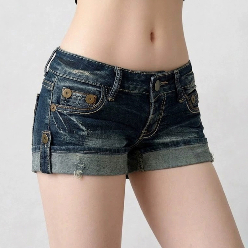 Zara Low Rise Ripped Denim Shorts Vintage Pants - Picture 2 of 6